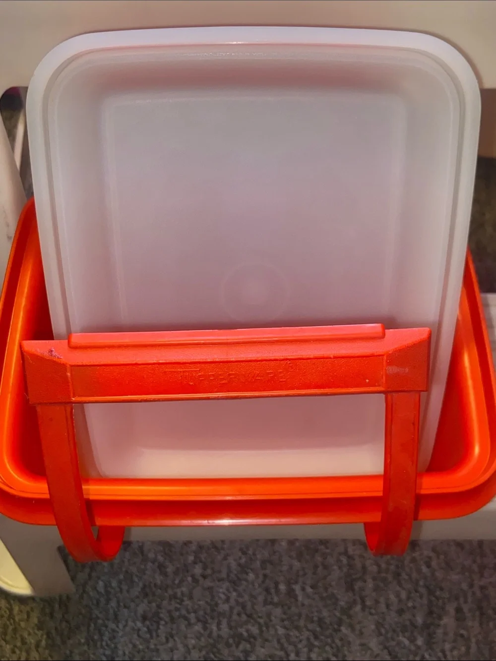 VTG, TUPPERWARE Made In USA Red Plastic Food Storage Container with Snap Handlet